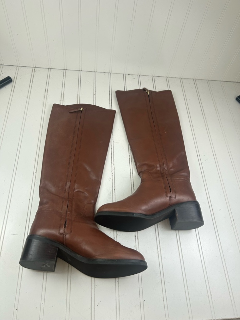 Tory Burch Fulton Sepia Brown Leather Knee High Boots Women’s Size 7.5M $550 - Picture 3 of 9